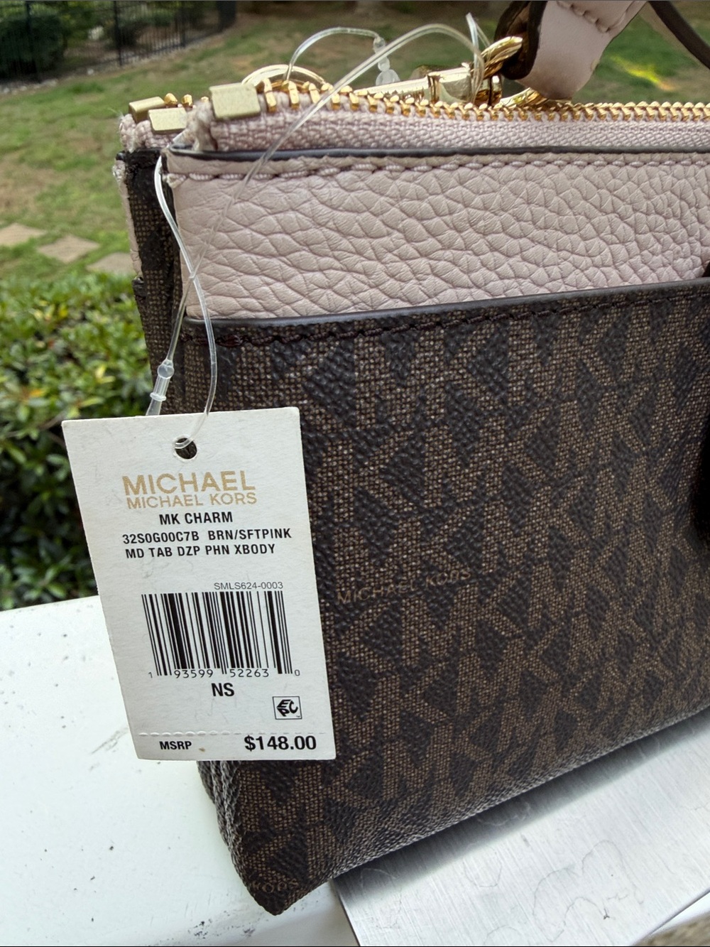 Michael Kors Brown Logo Crossbody with Light Taupe Strap NWT - Picture 4 of 17